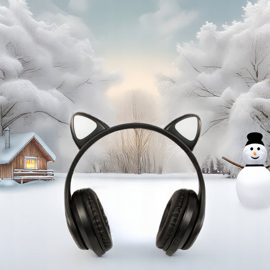 Belaidės ausinės vaikams Bluetooth, mikrofonas, katės ausytės, LED RGB