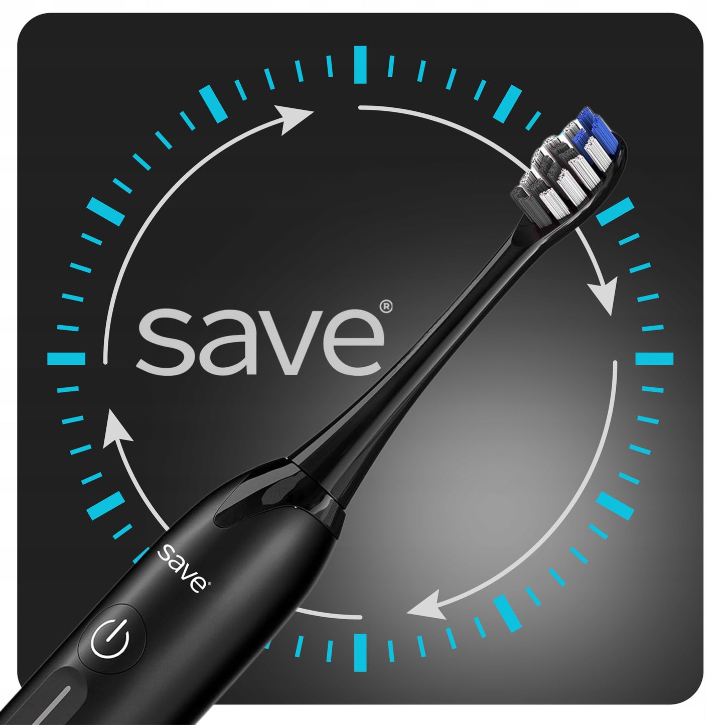 Elektrinis sonic dantų šepetėlis, įkrovimo bazė + 6 antgaliai, dėklas