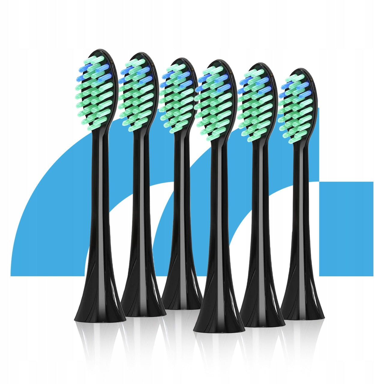 Elektrinis sonic dantų šepetėlis, atsparus vandeniui, su 6 antgaliais ir dėklu.