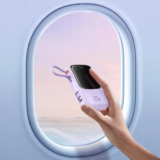 BASEUS GREITAS POWERBANK 10000 mAh 22,5W USB-C USB-A, ĮTAIŠYTAS USB-C KABELIS