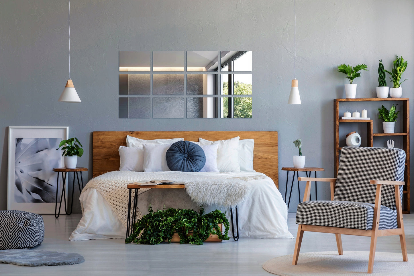 Savaime lipnios veidrodinės plytelės, lipdukai ant sienos, 6 vnt. rinkinys