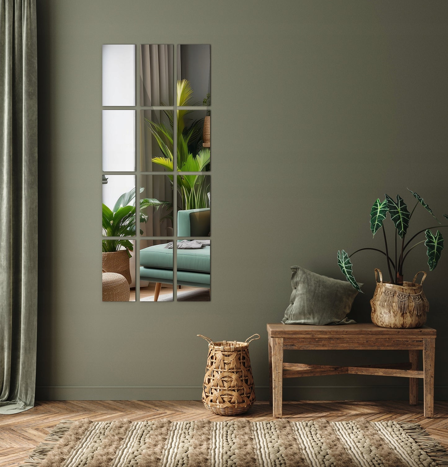 Savaime lipnios veidrodinės plytelės, lipdukai ant sienos, 6 vnt. rinkinys