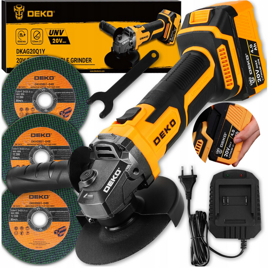 Akumuliatorinė kampinė šlifuoklė 20V DEKO Diax