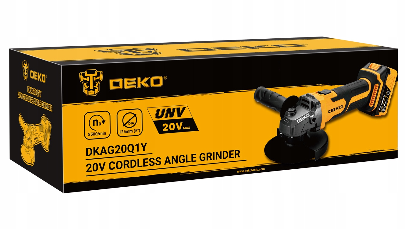 Akumuliatorinė kampinė šlifuoklė 20V DEKO Diax