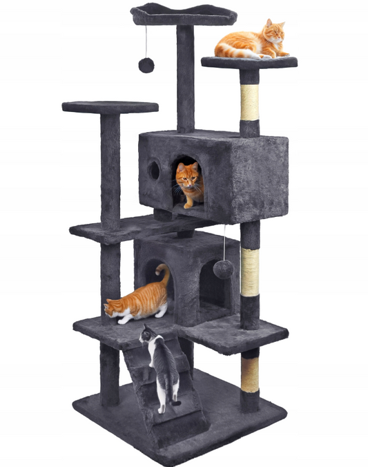 Draskyklė – namelis katėms 138 cm, tamsiai pilkos spalvos