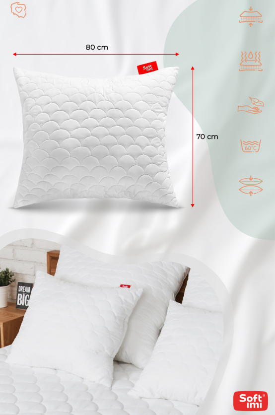 2 vnt. antialerginės pagalvės 70x80 cm su užtrauktuku "Softimi"