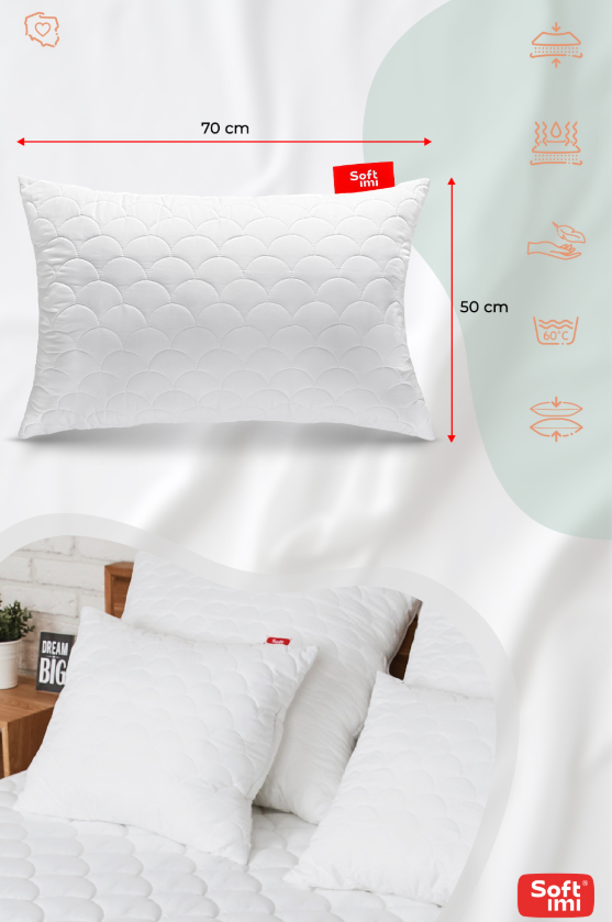 „Softimi“ antialerginės pagalvės su užtrauktuku 50×70 cm (2 vnt)