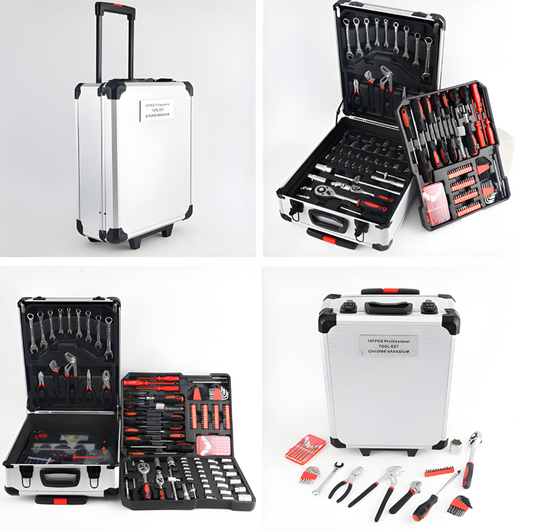 Universalus įrankių lagaminas, 187 dalys. (XXL, su ratukais)