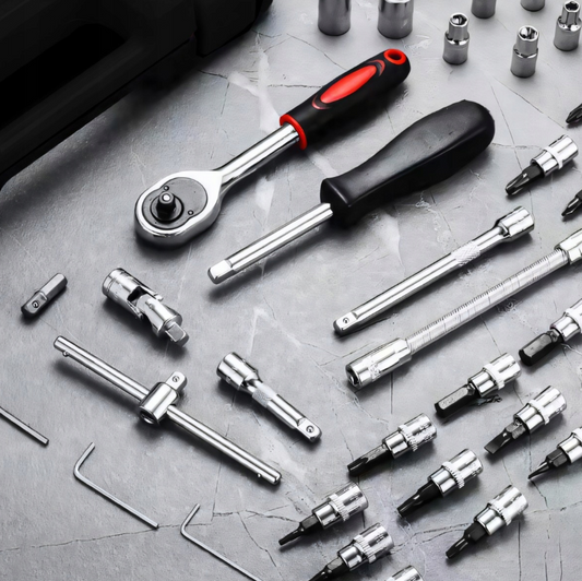 Įrankių rinkinys lagamino formos dėžėje (108 dalys)