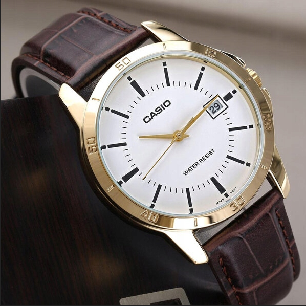 Laikrodis "Casio" MTP-V004GL su rudu dirželiu