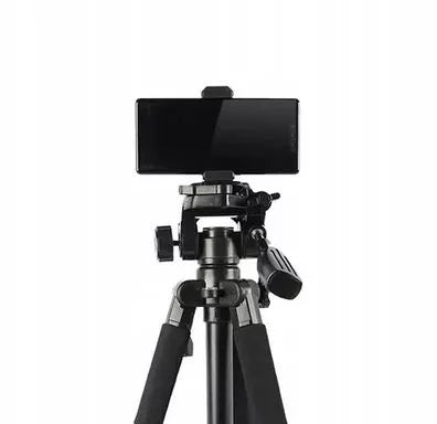 150 cm trikojis stovas su telefono laikikliu, lazeriui ir fotoaparatui – stabilus dovanos pasirinkimas