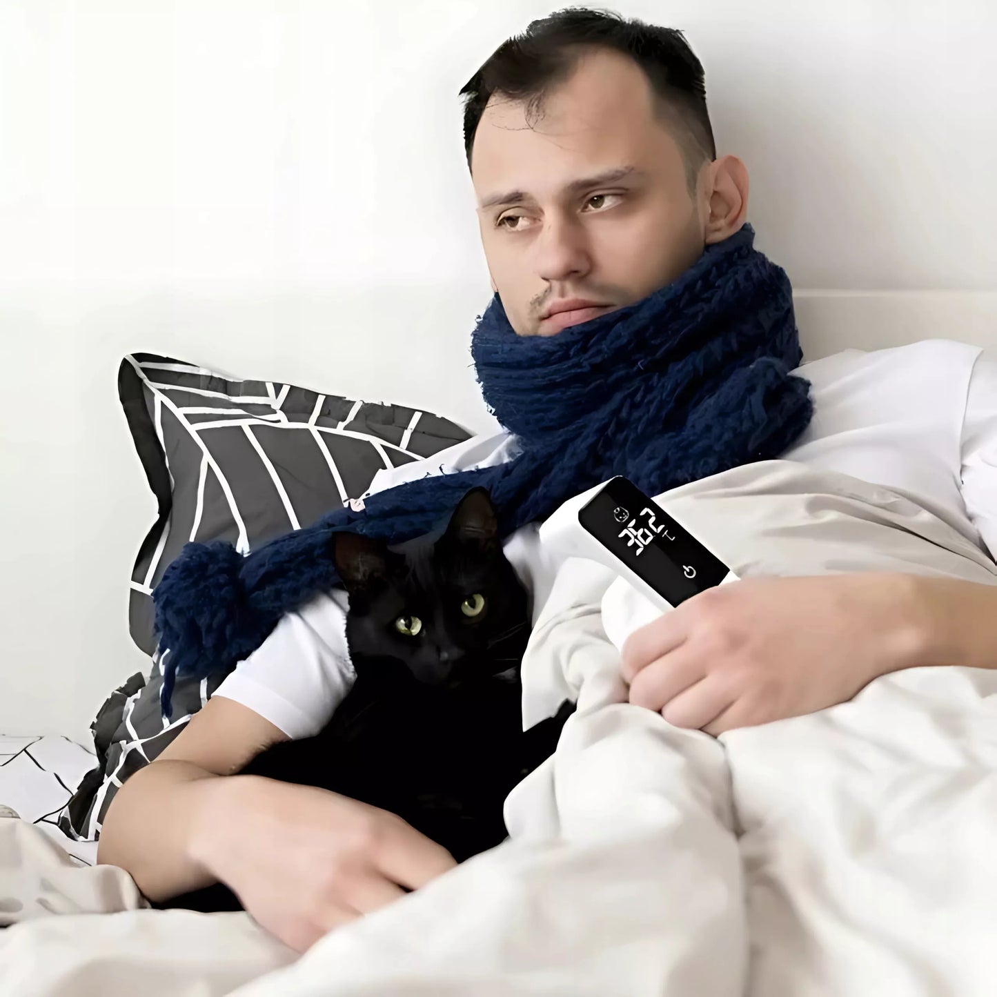 Bekontaktis medicininis infraraudonųjų spindulių termometras su LCD ekranu, karščiavimo įspėjimu, ausies ir kaktos matavimui