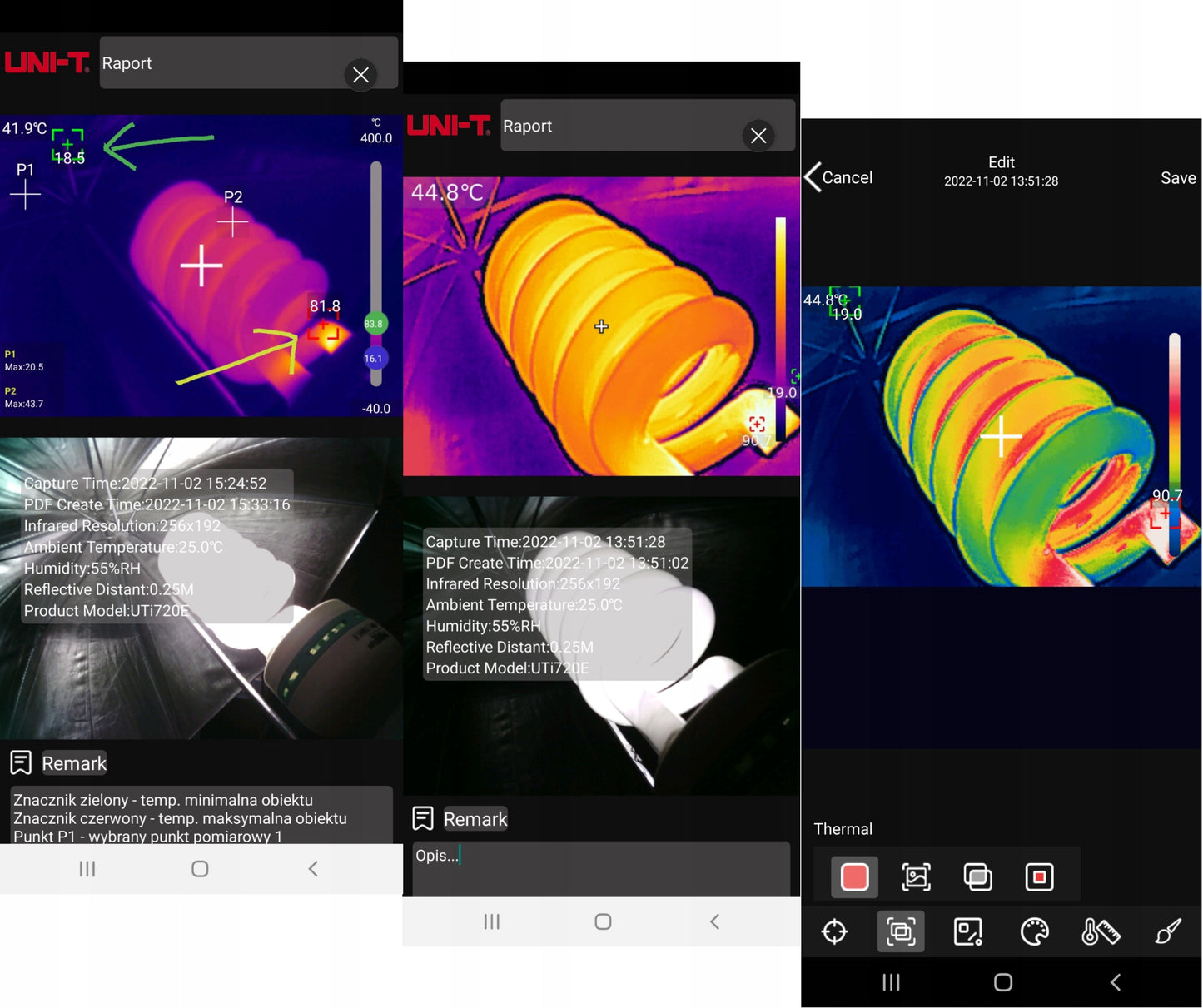 UTi720E Termovizorinė kamera UNI-T WiFi + Lagaminas PL platinimas