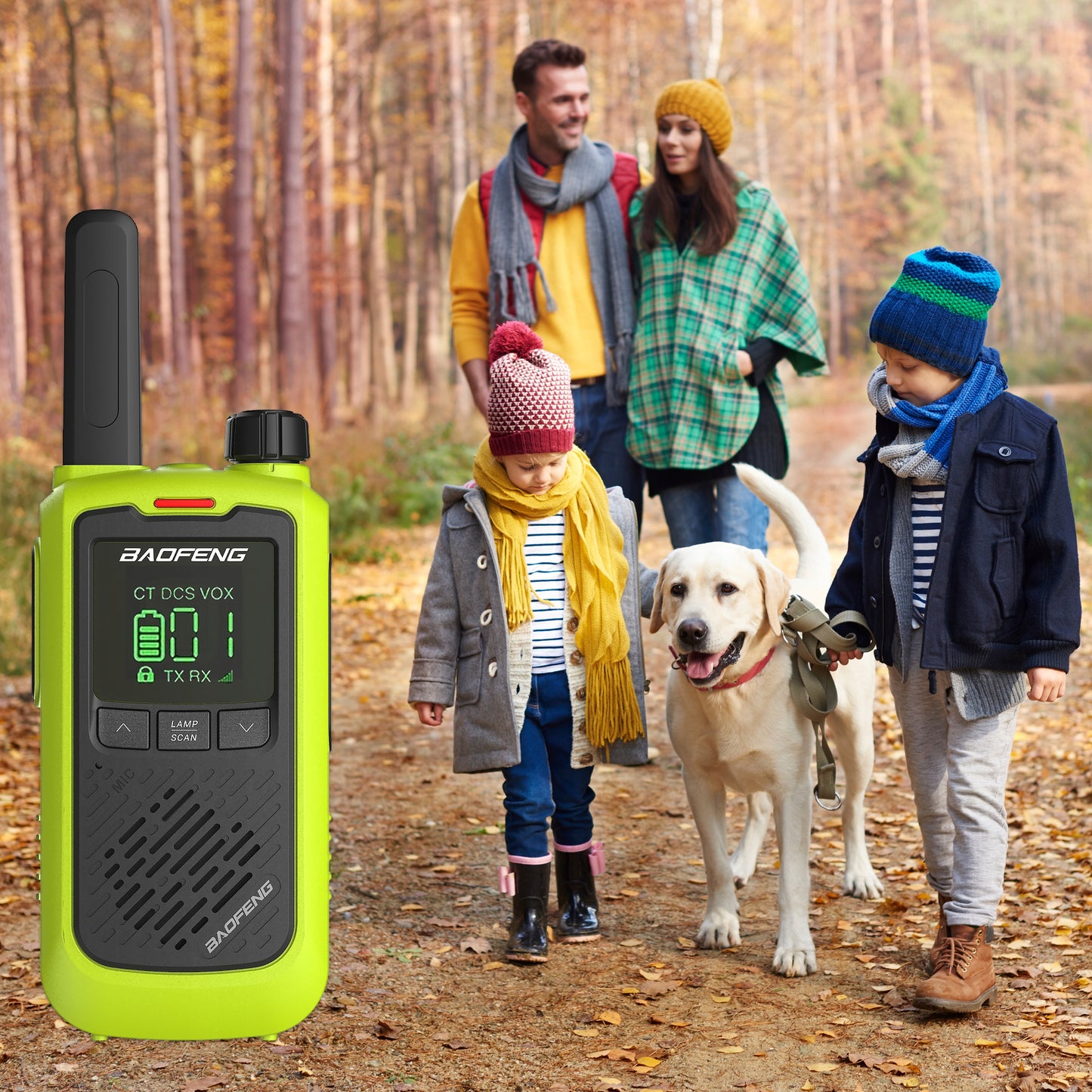 WALKIE TALKIE TRUMOS AKTUOTŲ ĮRENGINIŲ RINKINYS 2vnt BAOFENG