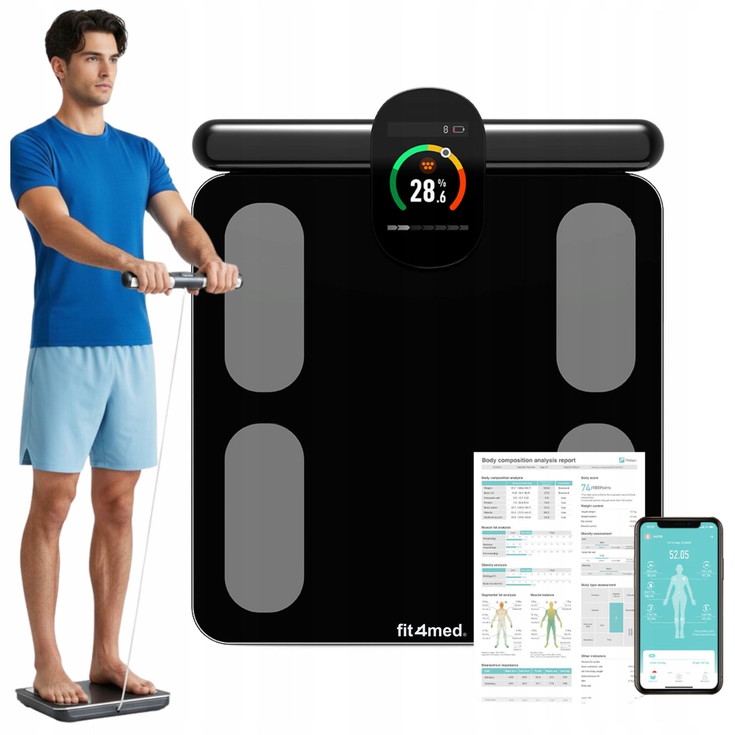 Išmaniosios vonios svarstyklės su Bluetooth, kūno sudėties analizatorius