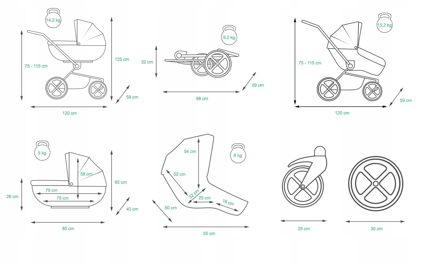 Vaikutis vežimėlis 4in1 BabyLux Gold Lux sportinė dalis, gondola, automobilinė kėdutė, ISOFIX bazė