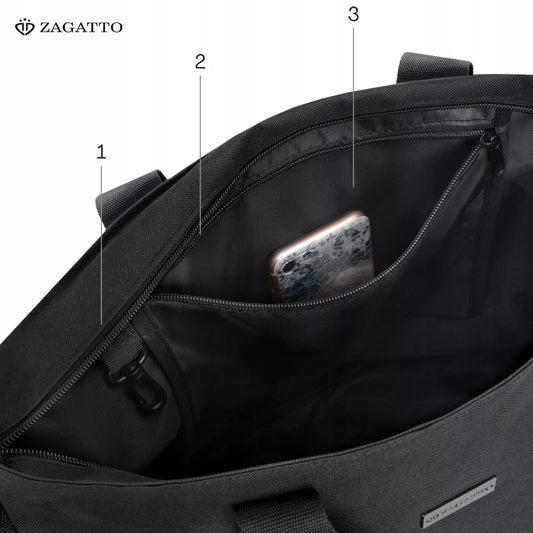 ZAGATTO Shopperinė rankinė, didelė moteriška juoda talpi rankinė pirkiniams
