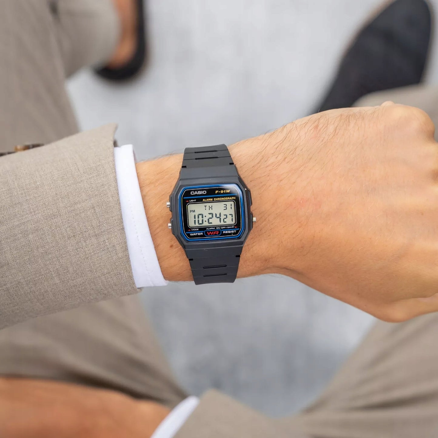 Vyriškas laikrodis CASIO F-91W-1YER (zd086a) - Klasika + Dėžutė