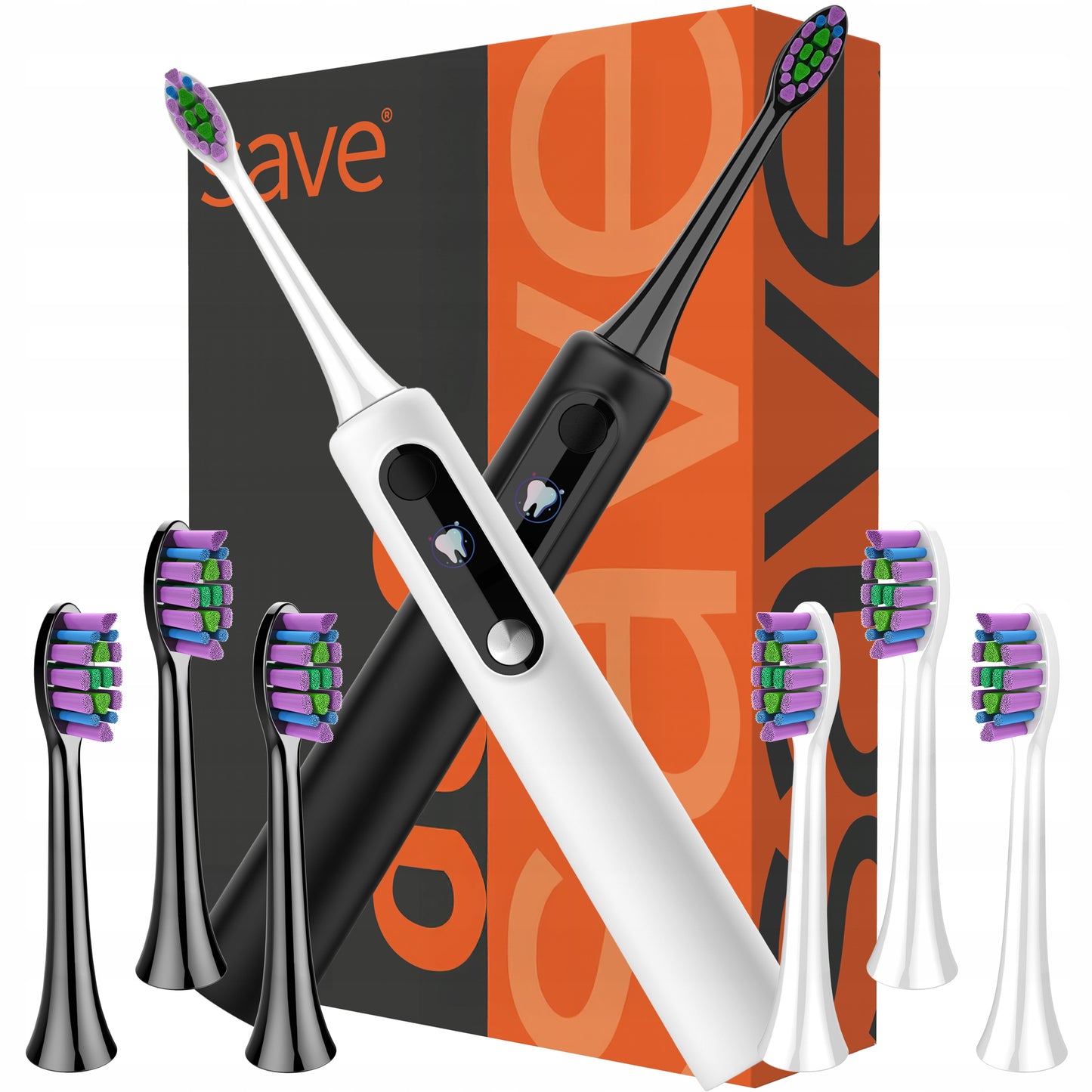 Rinkinys 2x Sonic elektrinis dantų šepetėlis su lenkišku meniu, 6 antgaliai