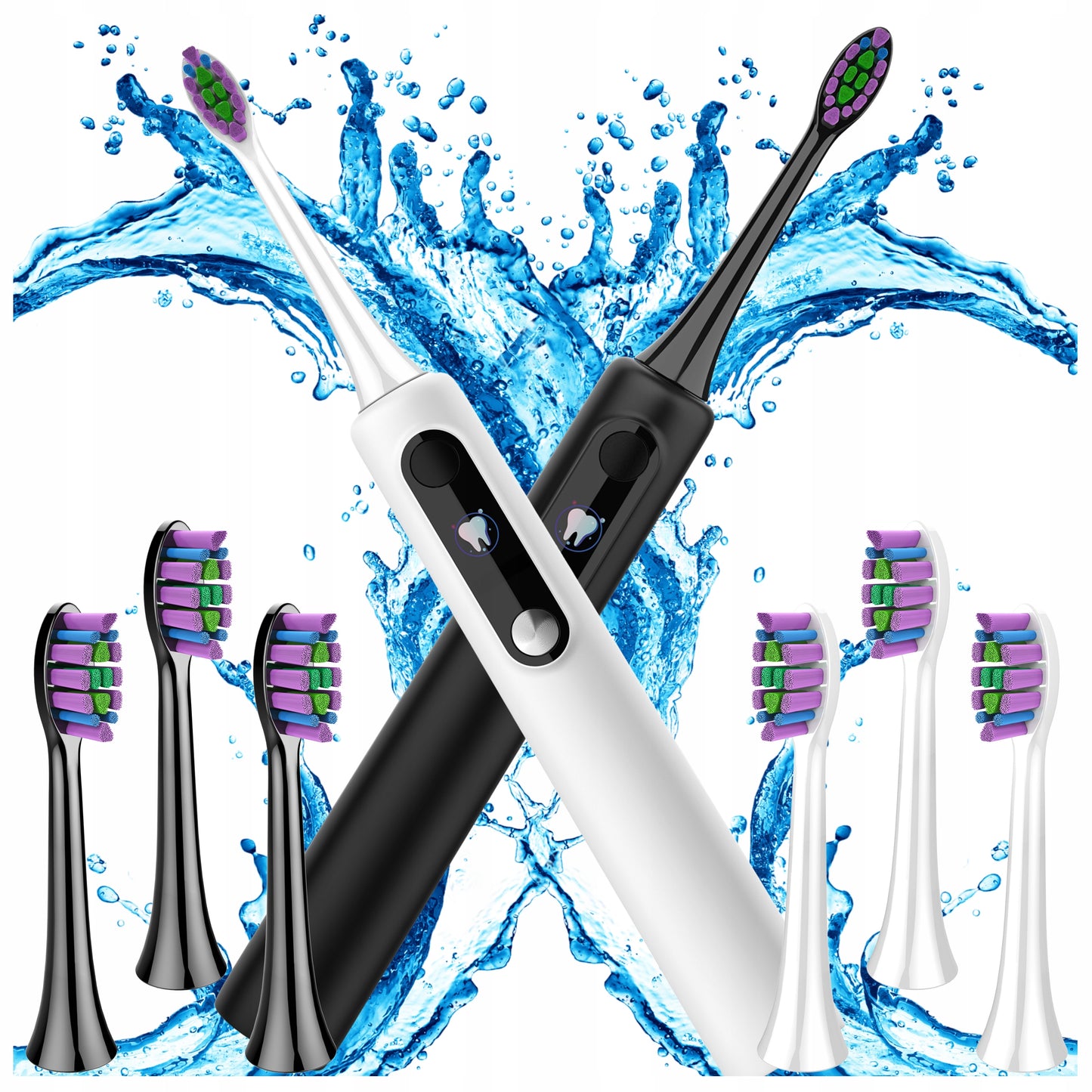 Rinkinys 2x Sonic elektrinis dantų šepetėlis su lenkišku meniu, 6 antgaliai