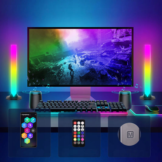 LED STULPŲ RINKINYS DAUGIASPALVIS BAR RINKINYS 2 x LED LEMPA RGB ŠVIESOS JUOSTA