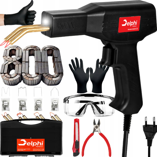 Plastiko suvirinimo pistoletas su lituokliu ir 800+ segtukų