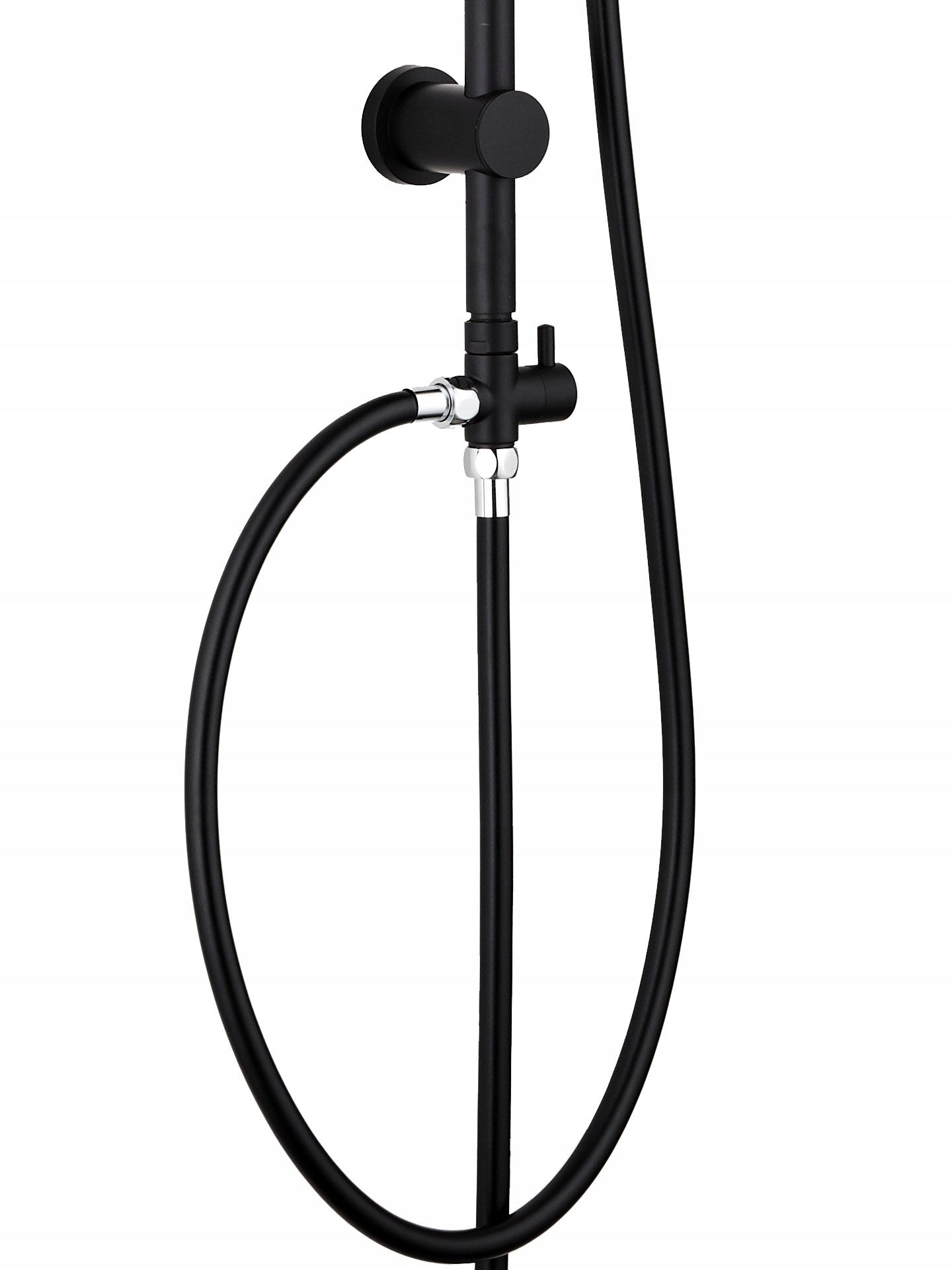 Juodas dušo komplektas su lietaus galvute, 1,5 m, 95 cm, ovalus, ABS