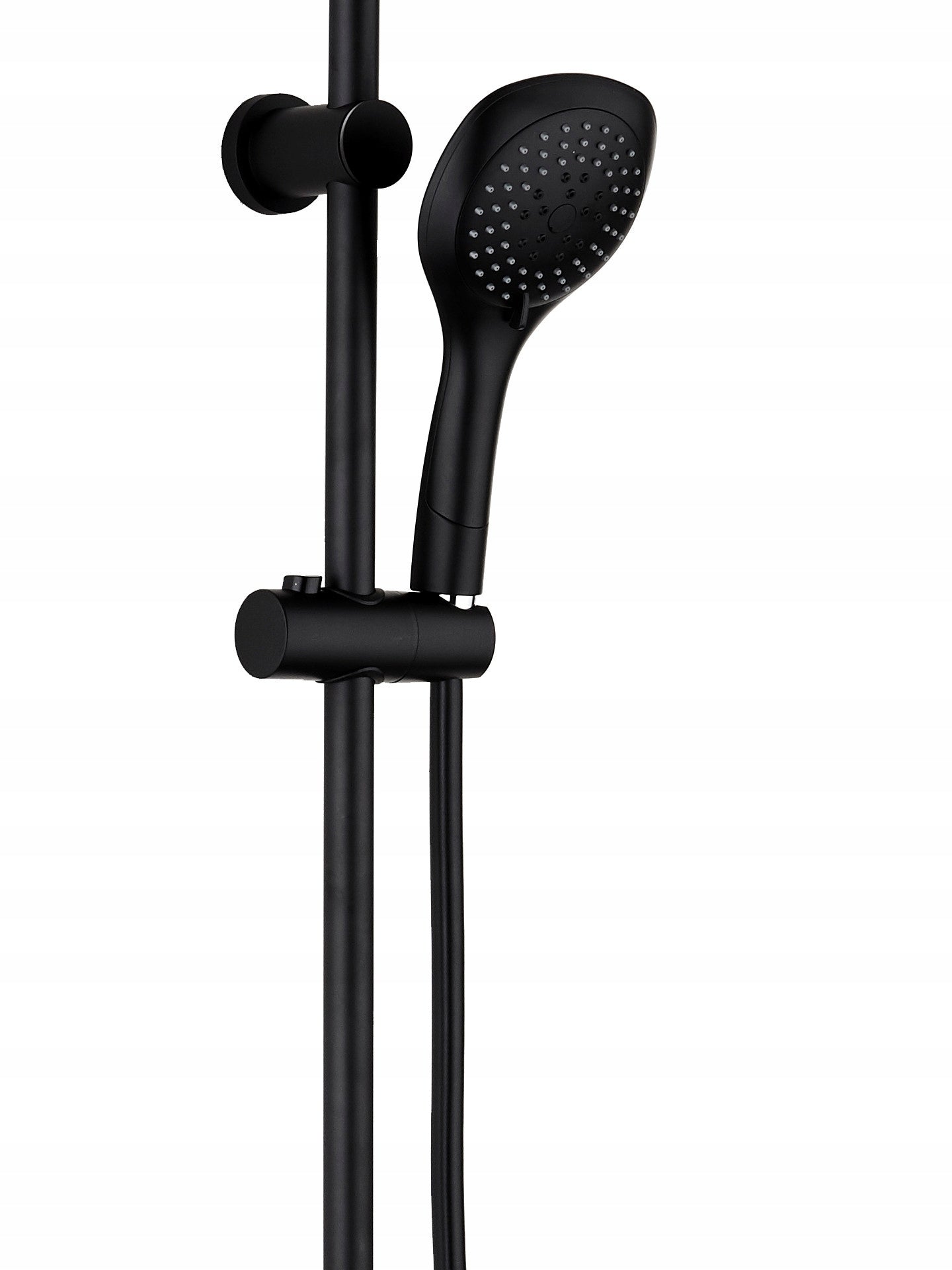 Juodas dušo komplektas su lietaus galvute, 1,5 m, 95 cm, ovalus, ABS