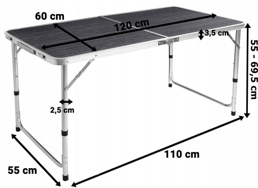 Stovyklavimo rinkinys Tramp Kempingowy Sulankstomas 120x60 cm Black Wood