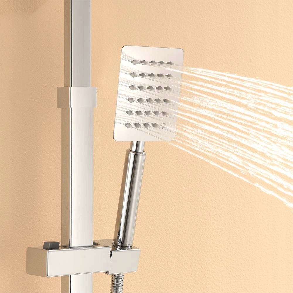 Dušo komplektas su termostatu iš nerūdijančio plieno, reguliuojamas aukštis 96,5–130 cm