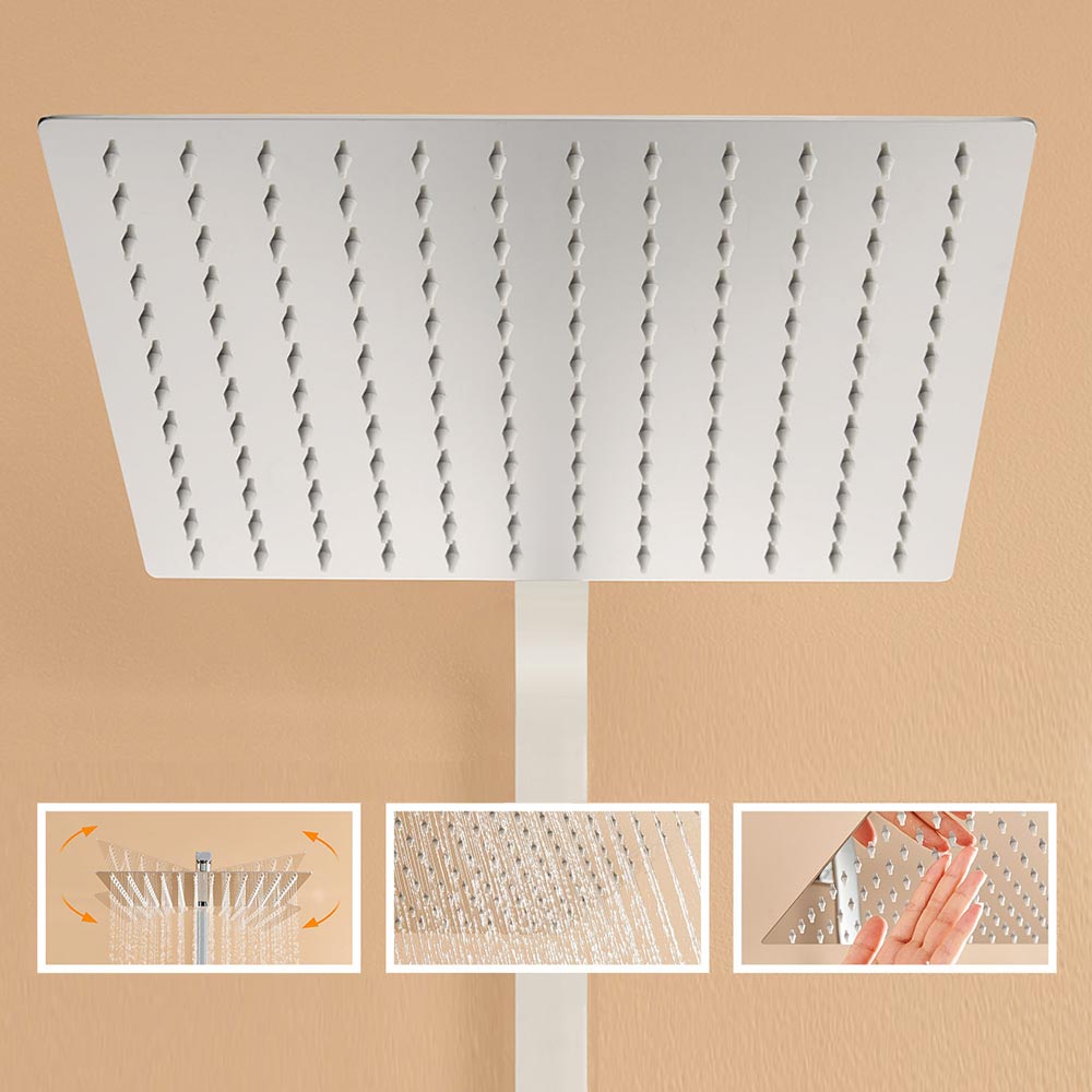 Dušo komplektas su termostatu iš nerūdijančio plieno, reguliuojamas aukštis 96,5–130 cm