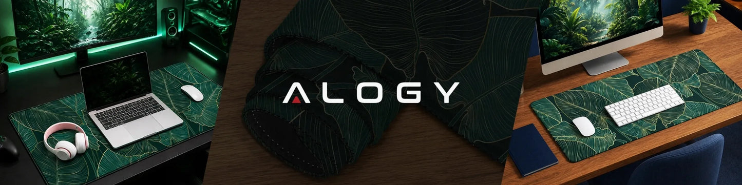 Alogy XL stalo kilimėlis pele ir klaviatūrai, neslystantis, 80x40 cm, Big Leaves