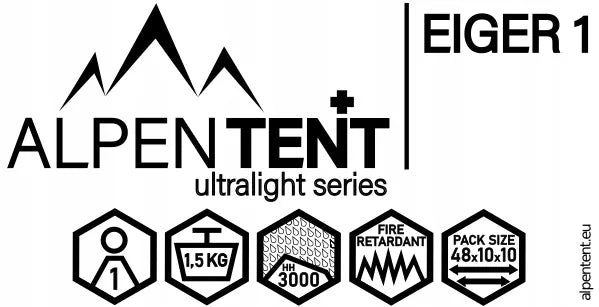AlpenTent EIGER 1 vienvietė palapinė, ultralengva, 1,5 kg