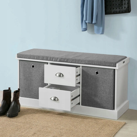 Apmuštas suoliukas batų spintelė su 2 krepšiais ir 2 stalčiais 100x35x50cm FSR66-HG
