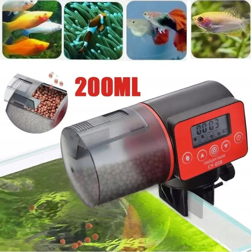 Automatinė žuvų šėryklėlė akvariumui, 4 maitinimai, 200 ml