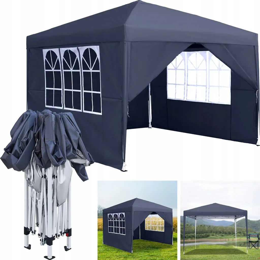 Automatinis sodo paviljonas prekybinė palapinė 3 × 3 m su 4 sienelėmis