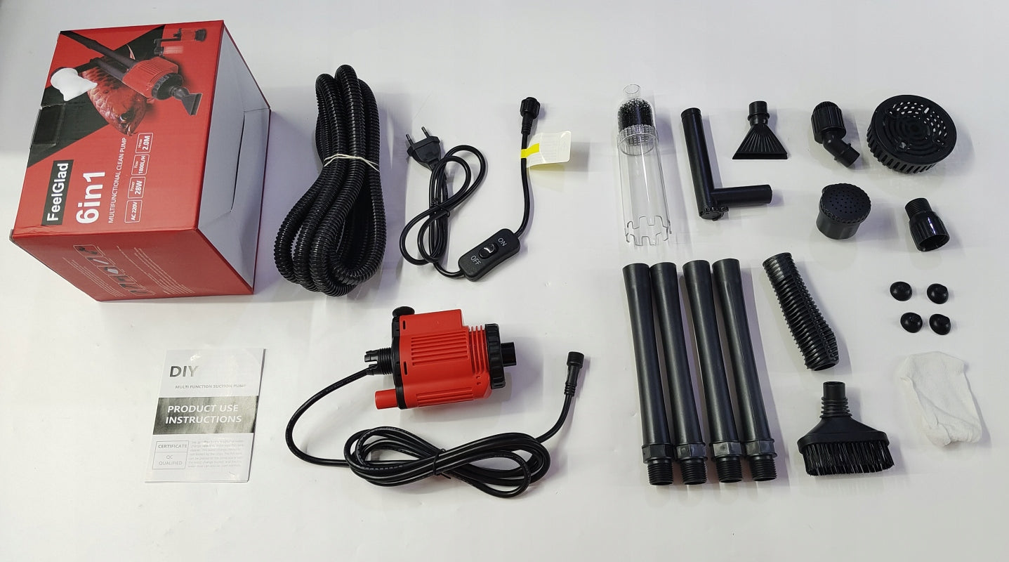 ELEKTRINIS AKVARIUMO VAKUUMINIS SIURBLYS 6 IN 1 ŽVYRO VALYMO RINKINYS