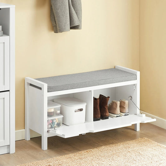 Bata spintelė su suoliuku ir daiktadėže SoBuy balta 91 cm FSR97-W