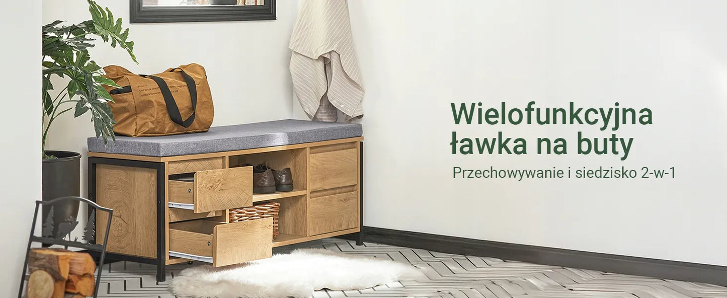 Batai su suoliuku SoBuy FSR149-N, 110x35cm, ąžuolo spalva