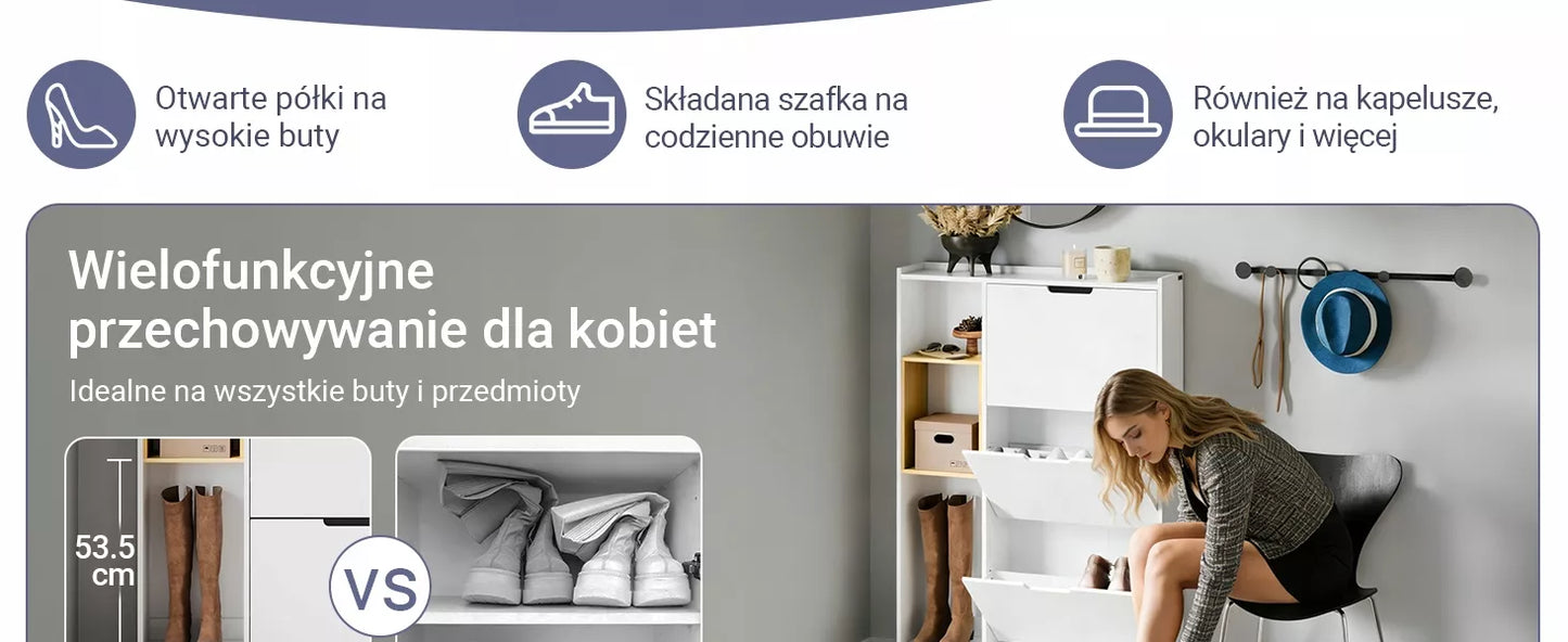 Bato batų spintelė su 3 atlenkiamomis lentynomis prieškambariui 90x19 FSR209-WN