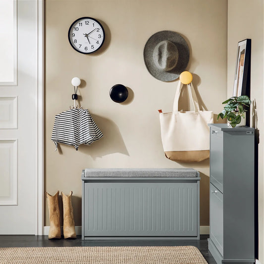 Batų spintelė su sėdyne SoBuy FSR98-L-HG 80x45x26 cm pilka