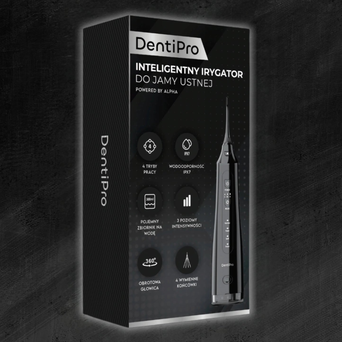 Belaidis dantų irigatorius DentiPro 4 režimai 300ml galingas 4 antgaliai