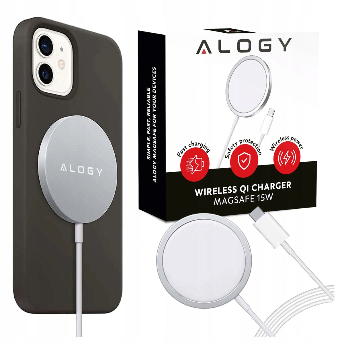 BELAIDIS INDUKCINIS QI MagSafe 15 W ĮKROVIKLIS TELEFONUI iPhone