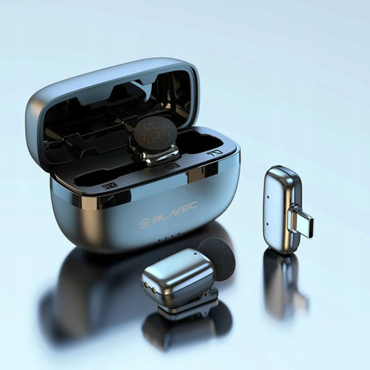 Blavec MK-03 belaidžių atlapo mikrofonų rinkinys su USB-C imtuvu ir krovimo dėklu