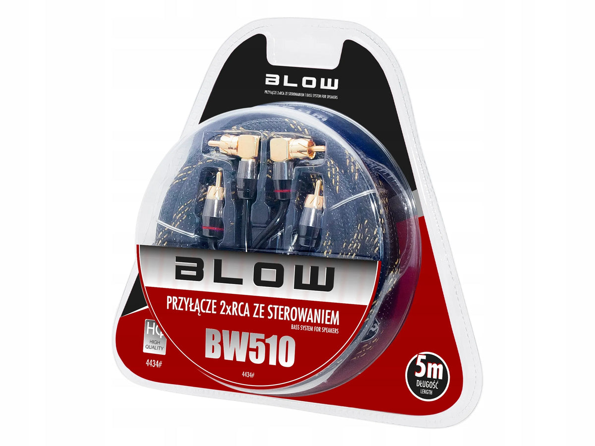 BLOW BW510 5 m aukščiausios klasės pintas 2 × RCA garso kabelis stiprintuvui