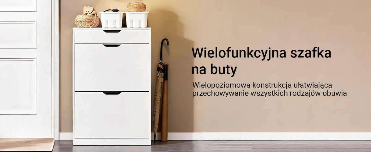 Bųtelių spintelė su 2 atlenkiamomis durelėmis ir 1 stalčiumi, prieškambario staliukas 60cm FSR180-W