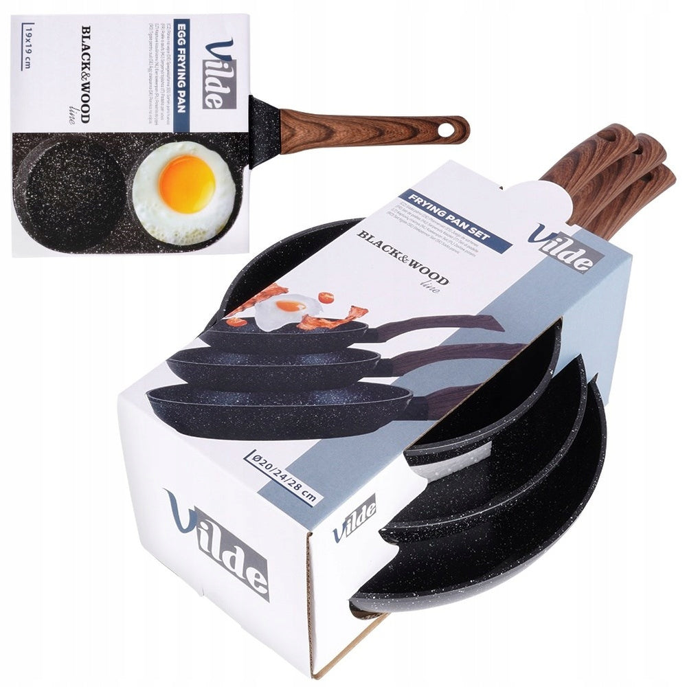 3x GRANITINĖ keptuvė keptuvės komplektas 20 24 28 cm + keptuvė kiaušiniams