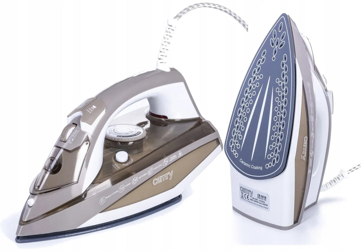 Camry CR 5018 savaime išsivalantis garinis lygintuvas su keraminiu padu, 3000 W, ANTI-DRIP, ANTI-CAL, automatinis išjungimas