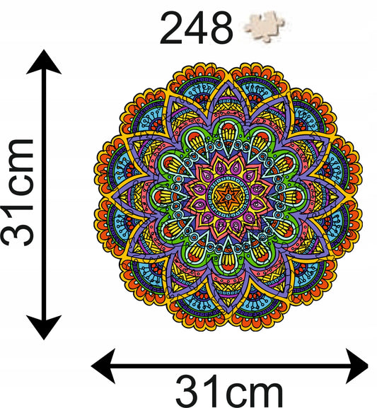 DIDELĖS MEDINĖS DĖLIONĖS 248 DETALIŲ MANDALA MEDINĖJE DĖŽUTĖJE