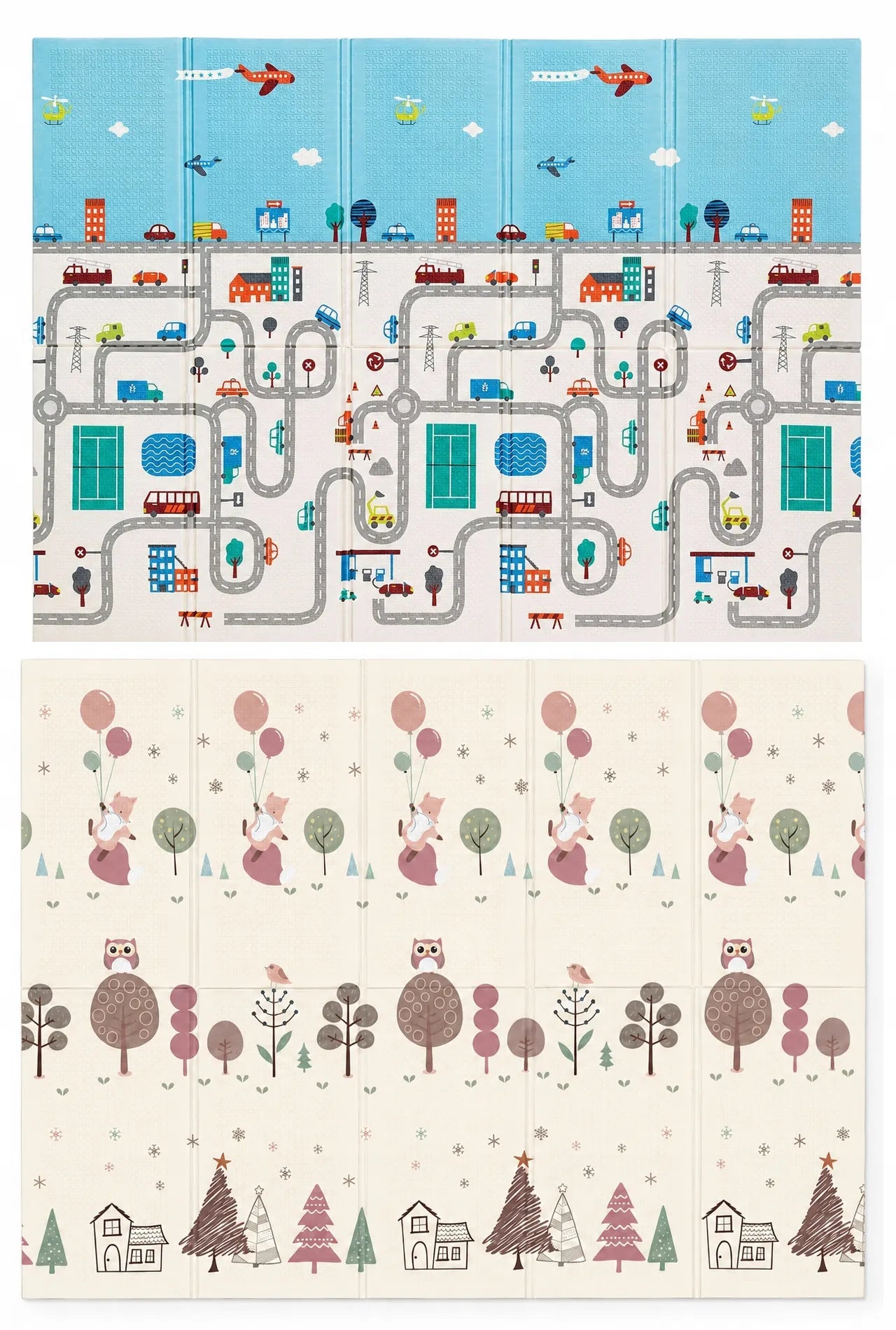 Didelis edukacinis putplasčio kilimėlis 150x200 cm, sulankstomas, dvipusis XPE (I055)